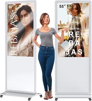 QIXZOCV 55 Inch 4K Touchscreen Kiosk, Indoor Floor Standing Digital Signage Displays, Advertising Display LCD Totem, Interactive Display Poster Android System with Auto Media Player-White