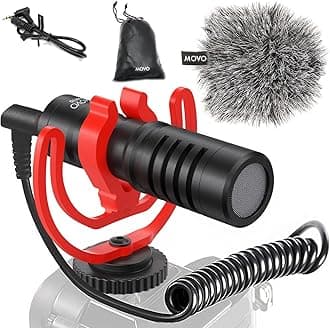 VXR10 Universal Video Microphone with Shock Mount, Deadcat Windscreen, Case for iPhone, Android Smartphones, Canon EOS, Nikon DSLR Cameras and Camcorders - Perfect Camera Microphone, Shotgun Mic