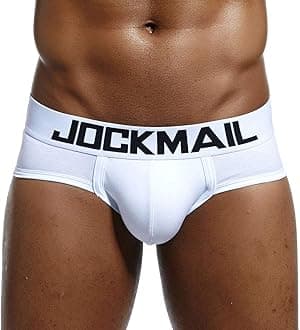 JOCKMAIL Mens White Underwear, Mens Low Waist Boxers Briefs Men Underpants Soft Shorts XL White