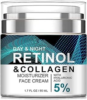 Retinol Collagen Cream for Face with 5% Hyaluronic Acid Anti-Aging Cream Anti-Wrinkle Reduce Fine Lines Lifting and Firming 24-Hour Facial Care Suitable For All Skin Types