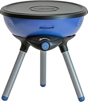 Campingaz Party Grill 200 CV, portable camping BBQ with various cooking options, gas camping stove and BBQ in one, with non-stick grilling plate and pan support