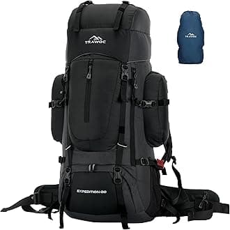 EXPEDITION 80L Travel Backpack Camping Hiking Rucksack Trekking Bag for Men & Women with Water Proof Rain Cover/Shoe Compartment BHK001 Black