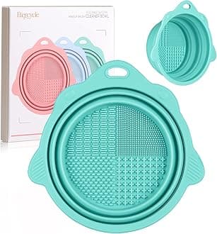 Makeup Brush Cleaner, Etercycle Foldable Silicone Brush Cleaner Bowl Srubber, Portable Washing Tools for Makeup Brush,Powder Puff,Sponge (Green)