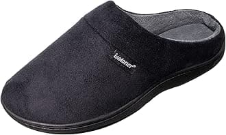 Men's Open Back Slipper with Memory Foam and Indoor/Outdoor Sole, Microsuede Black