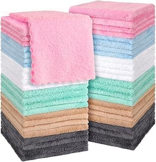Orighty Ultra Soft Washcloths 48 Pack, Premium Microfiber Towel Sets 12 x 12 inches, Absorbent and Quick Drying Coral Velvet Washcloth, Versatile Wash Cloth for Bathroom, Hotel, and Gym (Multi-Colors)