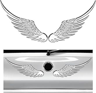 Dickno 2PCS Angel Wings Car Stickers, 3D Alloy Metal Angel Hawk Eagle Wings Emblem Badge Decal, Anti-Collision Auto Body Logo Sticker, Universal Vehicle Exterior Decor Accessories (Silver)