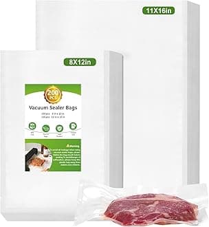 Moretoes 200pcs Vacuum Sealer Bags, 100 Quart 8" x 12" and 100 Gallon11" x 16", BPA Free, Pre-cut Commercial Grade Vac Seal Meal Bags for Food Saver Storage, Meal Prep or Sous Vide