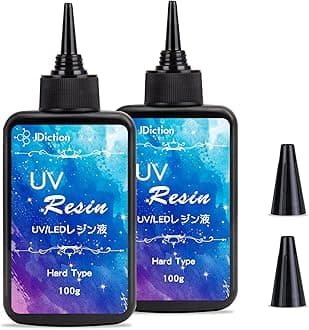 JDiction UV Resin, 2 PCS Upgrade Ultraviolet Epoxy Resin Non-Toxic Crystal Clear Hard Glue Solar Cure Sunlight Activated Resin for Handmade Jewelry, DIY Craft Decoration, Casting and Coating(200g)