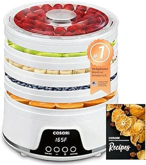 COSORI Food Dehydrator Machine for Jerky, 5 Trays with 165°F Temperature Control and 48H Timer, 350W Dryer for Fruit, Herbs, Meat, Veggies and Dog Treats, 50-Recipes Book Included