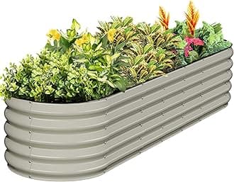 Kesfitt Raised Garden Bed Kit,Outdoor Galvanized Planter Large Metal Raised Boxes White 8x2x1.5FT