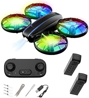 RC Drone for Kids and Beginner, Small RC Quadcopter with Lights and 3D Flip, Altitude Hold, Headless Mode, Propeller Full Protect, Easy to Fly Toys Drone for Kids Boys and Girls Gift (Black)