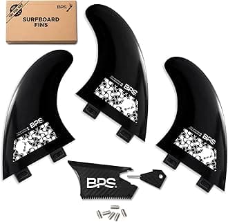 BPS Fiberglass Reinforced Surboard Fins - 3 Thruster Fins Set (FCS G5 M5 Style) Future Fins, Comes with FCS Screws and Hex Key