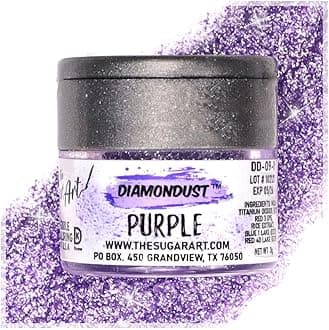 Purple Edible Glitter for Drinks, Cocktails, Cake Decorating, Strawberries, Chocolates & More | No Taste | 4g | 100% Food-Safe | Kosher, Vegan, Gluten & Nut Free | DiamonDust by The Sugar Art