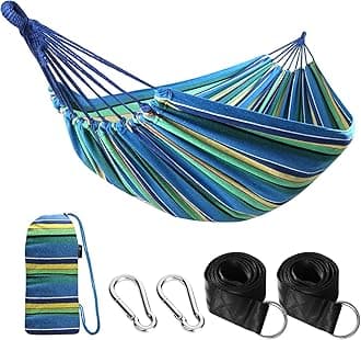 Anyoo Outdoor Camping Hammock Outdoor Portable Canvas Lightweight Hammock with Tree Friendly Straps Carry Bag Perfect for Garden, Balcony, Patio, Beach, Hiking