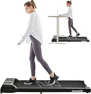 Sparnod Fitness STH-3004 Walking Pad Treadmill for Home Use & Office—Work and Walk, Ready to Use, LED Display, Remote Control, Non-Slip Belt, Shock Reduction, Space-Saving, Bluetooth Speakers