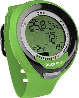 Mares Puck Pro+ Wrist Dive Computer | Ultra Flat Design Watch-Style One Button Control Underwater Scuba Diving Computer, Lime/Black