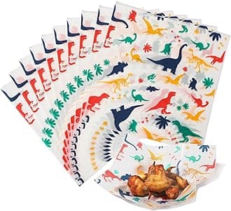 Deli Paper Sheets, Dinosaur Dry Waxed Paper for Kids, Waterproof Sandwich, Grease-Proof Wax Paper for Food Basket, Picnic, Barbecue, Restaurants, Burgers, Fries [250 Sheets] 12x12"