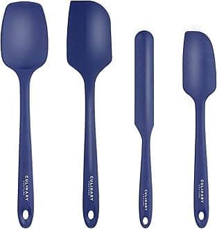 Blue Silicone Spatula Set – Non Stick High Heat Resistant Kitchen Utensils – 320C – Sturdy Steel Core – Spreader, Scraper, Spoonula Spatulas – 4 Piece Utensil Set - Gift Box and Bonus Recipe Ebook!