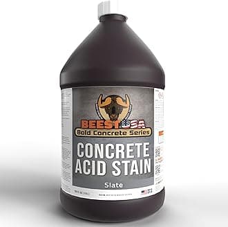 BEEST Concrete Stain - Slate - 1 Gallon, Test 8 oz Concrete Dye on a Small Area for Desired Results - Acid Stain for Floors, Pavers, Patios, Countertop, Cement, Driveway - Unique Marbled Finish