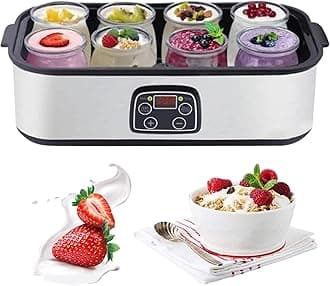 68-131°F Yogurt Makers with 8 Jars, Led Display Multi-Function Electric Yogurt Machine, 1400ml Automatic Yogurt Maker Machine, Easy Cleaning Yoghurt Maker Gift for Men Women