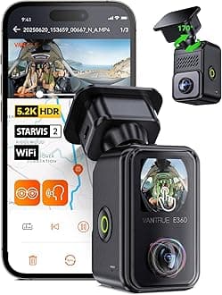 E360 Front Inside Dual Fisheye Dash Cam, Interior Infrared Camera, Starvis 2, Hdr, Touchscreen, Wifi, Gps, 24H Buffered Parking Mode, Support 1Tb Max