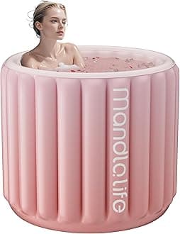 Inflatable Bathtub with electric pump,Inflatable Tub for Shower,Skeletonless structure Air Bathtub for Athletes,Hot Bath Soaking Tub for Women,Cold Plunge Tub SPA with Lid 35 * 27.5in(Gradient pink)