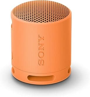 SRS-XB100 Wireless Bluetooth Portable Lightweight Super-Compact Travel Speaker, Durable IP67 Waterproof & Dustproof Shower Speaker, 16 Hour Battery, Versatile Strap, & Hands-free Calling, Orange