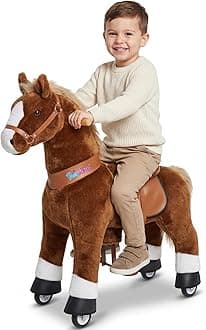 PonyCycle Ride on Horse for Kids No Battery Required Ride on Toys Model U (with Brake/ 36" Height/Size 4 for Age 4-7) Riding Horse Plush Ride on Pony Horse Walking Animal with Wheels Brown Ux424