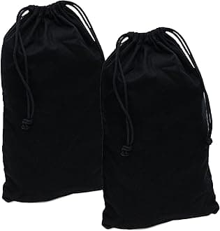 Cloth Bags, Black Duster Flannel Boot Storage with Drawstring Closure, Washable Breathable Cotton Fabric for Shoe, Luggage, 12.5x20.5, 2 Pack