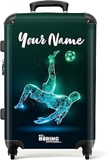 Children's Luggage Kids Suitcase for Boys - Personalised Large Hard Shell Luggage on Wheels - Silhouette Football Player - 26-28 inch - 23kg