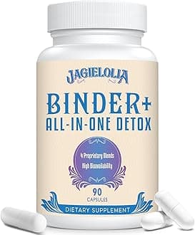 Jagielolia All-in-One Detox Binder Supplement 1500 MG - High Bioavailability, Liver Gut Detox Cleanse with Activated Charcoal, Zeolite & Bentonite Clay for Toxins, Liver, Digestive, 90 Vegan Capsules