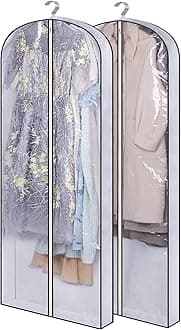 SLEEPING LAMB 60" Gusseted Garment Bags for Closet Storage Clear Dress Bag Hanging Clothes Storage for Long Gowns, Coats, Sweaters, 2 Packs