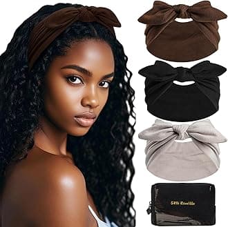 S&N Remille Wide Headbands for Women, Large Hairband, Elastic Non-Slip Headband Twist Knotted Accessories, Yoga Workout Vintage Hair 3 Pack (Multi-colored-1)