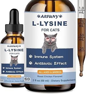 L-Lysine for Cats - Cat Immune Support - Lysine for Cats - 60ML Drops for Respiratory, Sneezing, Runny Nose, Eye Function - Roast Chicken Flavor