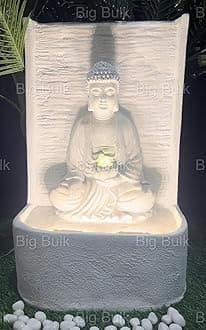 Big Slate Buddha Fountain for Living Room Home Decor Garden Decoration and Drawing Room Indoor Waterfall Outdoor Home Decor(38L x 27W x 60H)