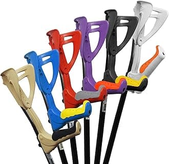 FDI Ergotech Comfort Grip Folding Handle + Collapsible Elbow Walking Stick Single Crutch, Beige + Yellow Grip