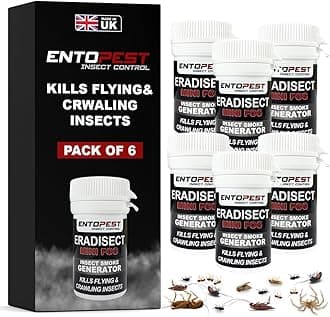 6 x Smoke Bomb Fogger Kit - Professional Strength Room, Void & Space Insect Treatment Control for Flies, Moths, Fleas etc (Eradisect Mini Fog 3.5g)