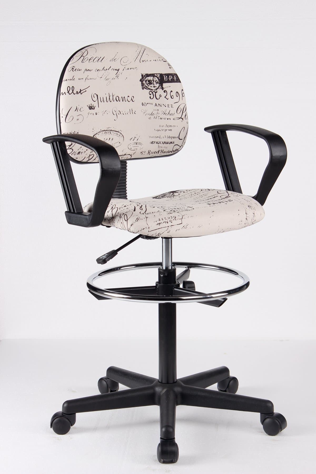 Ez Lounge Drafting Stool with Foot Ring and Loop Arms, Colored Adjustable Stool (Multi)