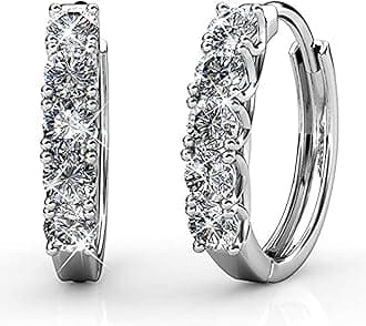 Hoop Loop Earrings for Women18K White Gold with Sparkling Element Crystal with Jewellery Box for Women Wife Mother Daughter