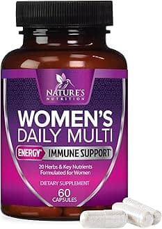 Multivitamin for Women - with Vitamins A, C, D, E, B6, B12, Zinc, Calcium & Magnesium, Womens Daily Multi Vitamin Multimineral Supplement for Bone Health, Energy & Immune Support - 60 Capsules