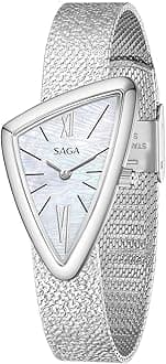 Sailboat Women's Luxury Quartz Watch with Swiss Movement, Roman Numeral Dial, Danube Crystal, Stainless Steel Triangular Case, 3ATM Water Resistant - Elegant Gift for Small Wrists