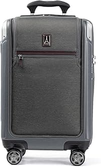 Platinum Elite Hardside Expandable Carry on Luggage, 8 Wheel Spinner, TSA Lock, Hard Shell Polycarbonate Suitcase, Vintage Grey, Carry on Laptop Pocket 21-Inch