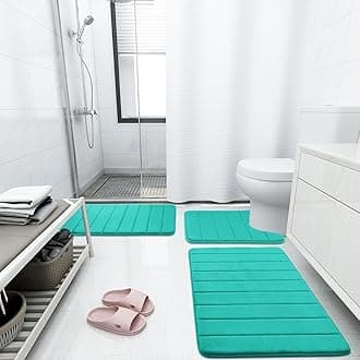 Buganda Memory Foam Bath Mat, 44" x 24", Ultra Soft and Non-Slip Bathroom Rugs, Water Absorbent and Machine Washable Bath Rug Runner for Bathroom, Shower, and Tub, Teal