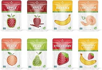 Freeze-Dried Fruit Crisps – Healthy, Gluten-Free, Plant-Based, Crispy & Delicious Snack – Ideal for Cereal, & School On-the-Go Snacks – Sampler Variety Bags, 8 Bags (1.2 oz Each)