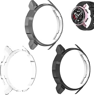 FitTurnCompatible with Huawei honor watch GS pro case,Soft Fashion Plated Metal Color Frame Shock Resistant Proof Cover Protective Protector Shell Bumper Accessory TPU silicone Case (Tricolor-A)