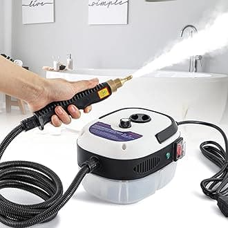 Moongiantgo High Pressure Steam Cleaner, 2500W Portable High Temp Bathroom Power Steamer Cleaning Machine For Home Use Grout Tile Kitchen Grease Car Detailing Engine (110V, White)