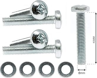 M8 x 45mm TV Wall Mount Bracket Pan Head Phillips Screws for Samsung TV (Pack of 4 Screws + Washers)