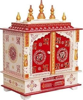 Wooden Temple/Home Temple/Pooja Mandir/Pooja Mandap/Temple for Home (Om Door), 24 Inches, 12 Centimeters