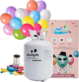 Airloons Portable 30 Balloons Disposable Helium Tank Balloon (Multicolor 9 Inch Latex Balloons) Birthday Party, Engagement Decoration, Anniversary, Home Event, Ramadan iftar decor, Eid celebration