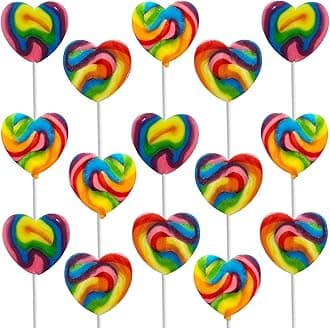 Fruidles Swirl Multicolor Heart Lollipop, Heart Design, Party Bag Fillers, Individually Wrapped (24-Pack)
